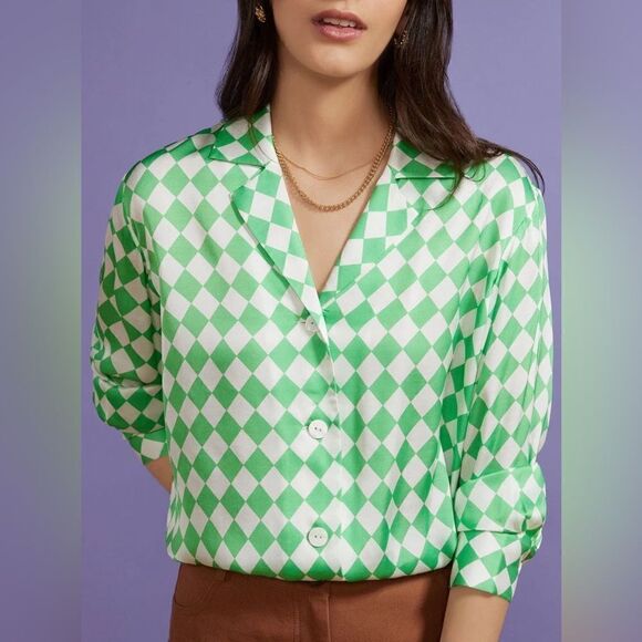 Kitri Adina Checked Button Down Shirt NWT - Picture 3 of 12